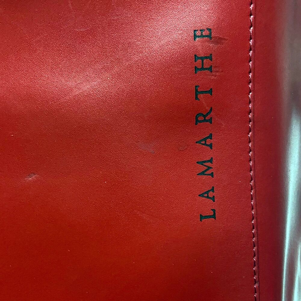 Lamarthe Red Leather Tote Bag Open Top 12"W x 10.5"H x 4.5"D Minimalist Italy - Picture 16 of 16
